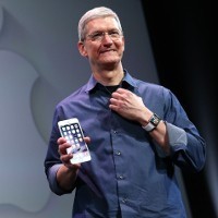 Tim Cook with an iPhone.