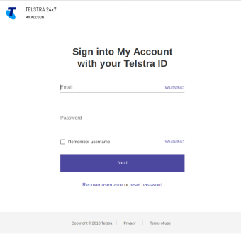 Telstra phishing website login